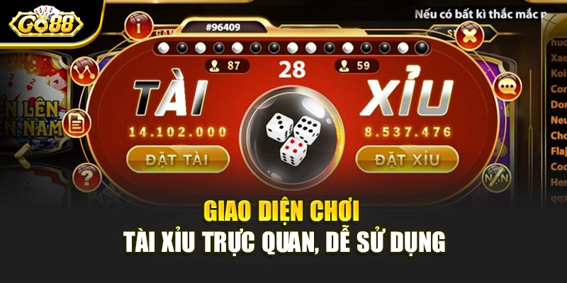 Giao diện chơi tài xỉu trực quan, dễ sử dụng